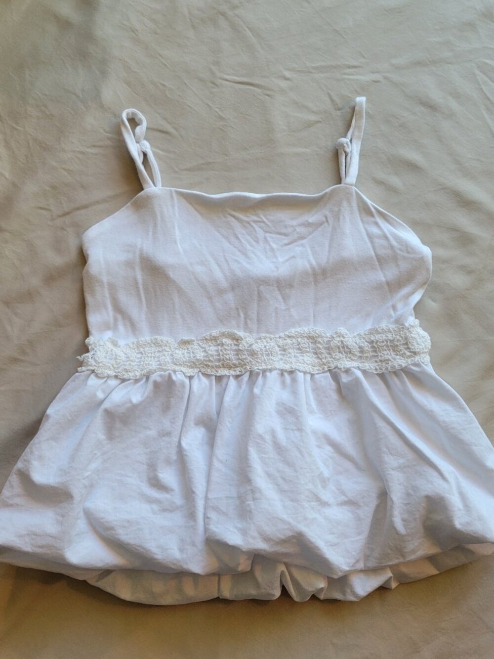 White Summer Bubble & Lace Cami
